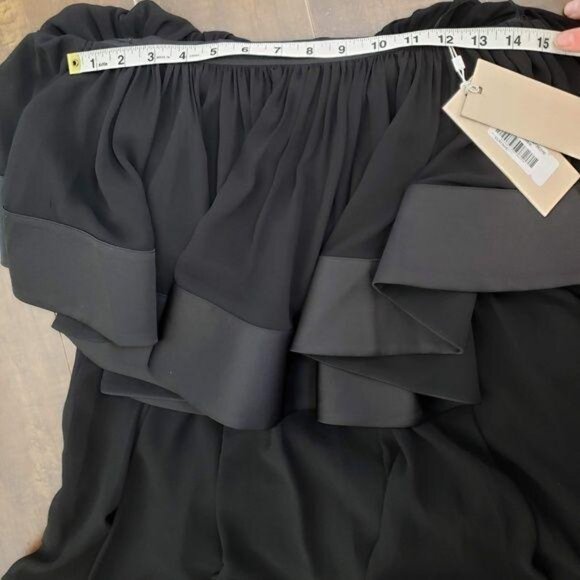 Keepsake Black Mini Dress Womens XS Strapless Tiered Ruffle Whimsygoth Y2K - Picture 5 of 7